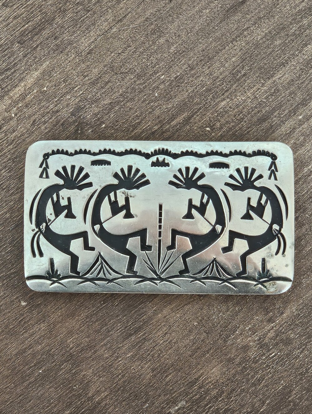 Vintage Navajo William Singer Handcrafted Sterling Silver Kokopelli Belt Buckle